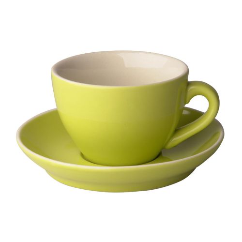 Robusta Cappuccino Tasse und Untertasse mit grüner Außenseite bedruckt mit Ihrem eigenen Logo
